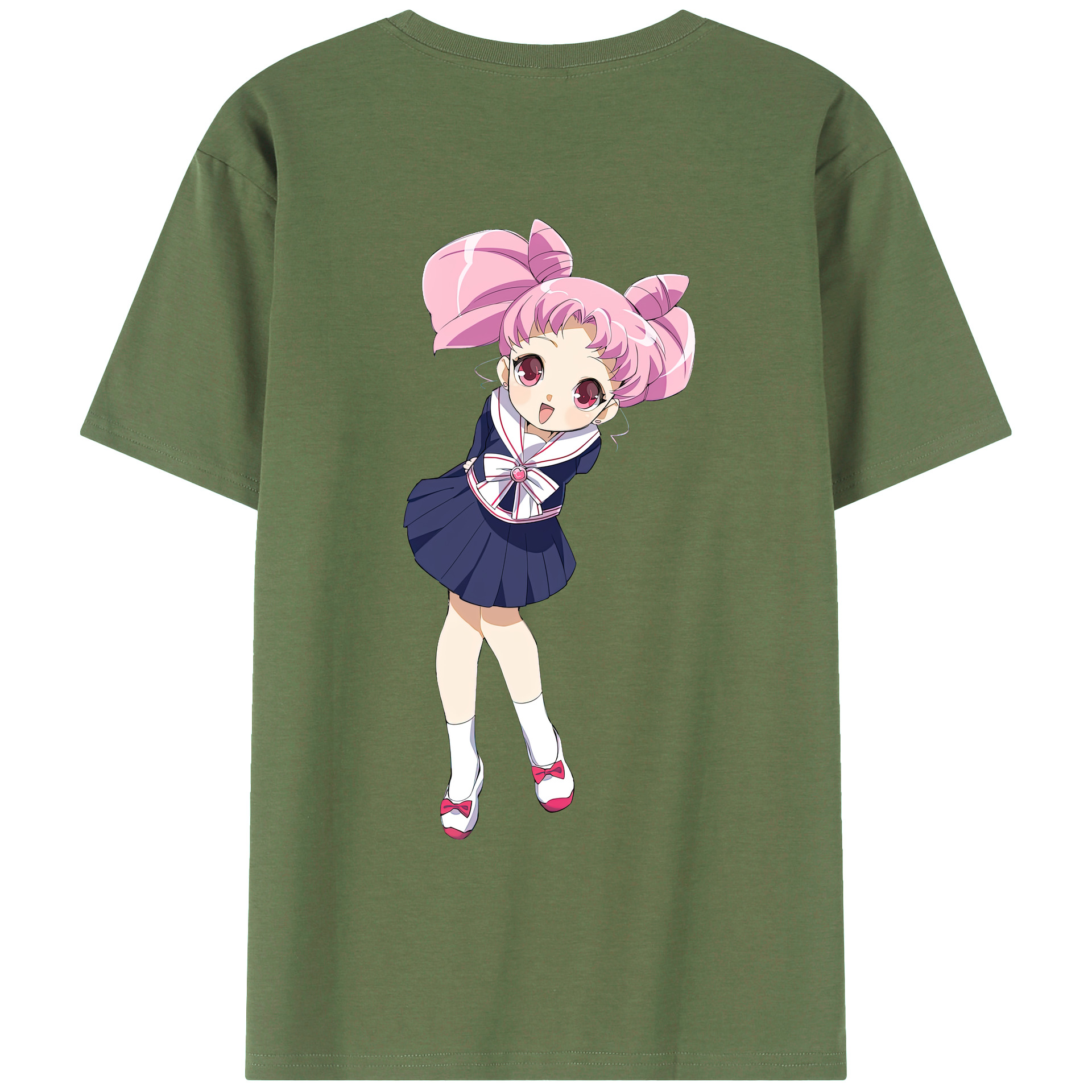 （画像用） 美少女戦士セーラームーン ちびうさ Sailor Moon Chibiusa Tsukino Usagi Small Lady Serenity 綿100％ メンズ半袖Tシャツ（バックプリント） 通気性